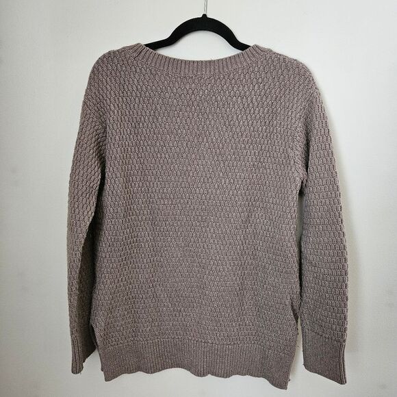 GAP Sweater Crewneck Boyfriend Cable Knit Mushroom Brown Casual Comfy Neutral - Picture 5 of 10